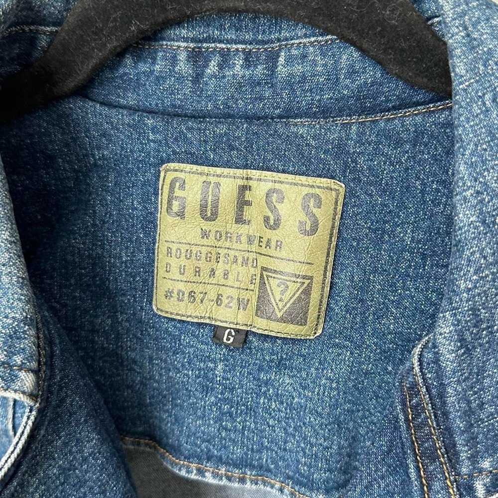 VINTAGE Y2K GUESS WORKWEAR Blue Denim Dress Knee Length Size-women's 6 - Picture 4 of 10